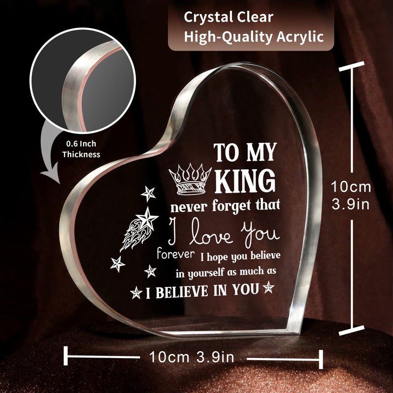 Milcier Gifts for Boyfriend  I Love You Gifts for Him  Men's Anniversary Heart Shaped Acrylic Block - Birthday Gifts for Him Boyfriend Husband  Valentines Day Gifts - Image 3